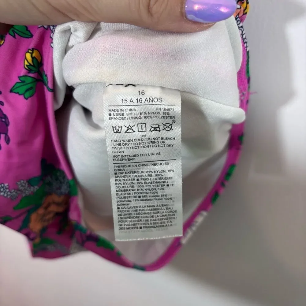 Jamie and Jack Recycled Floral Smocked Swimsuit Size 16 Phlox Pink Floral
